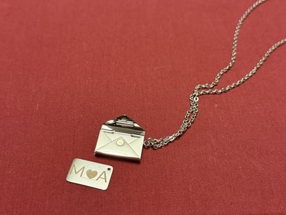 Stainless Steel Envelope Necklace with custom engraving