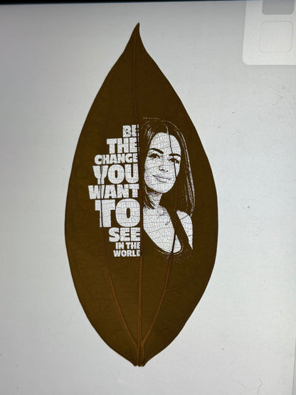 Leaf with custom photo engraved