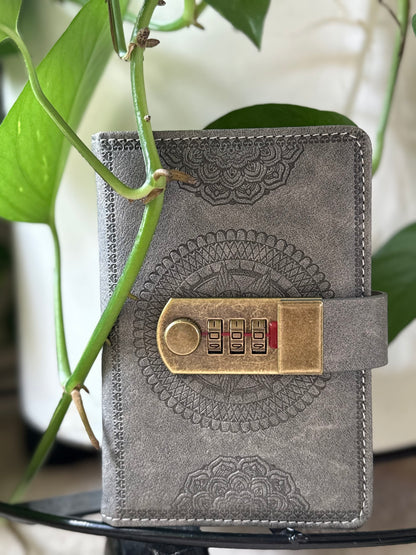 Vintage password protected notebook Pink/Gray with name engraving