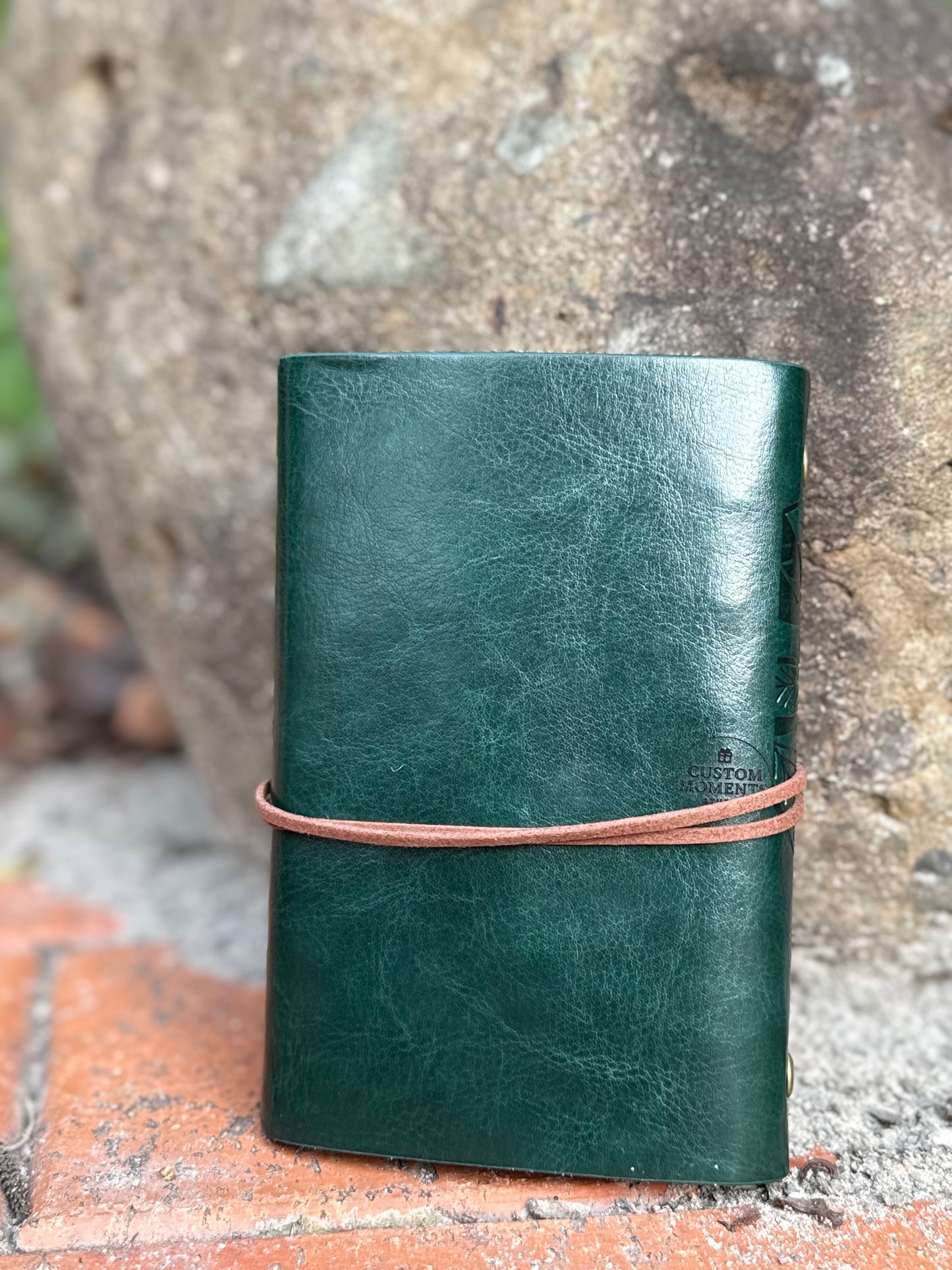Vintage Leaf Embosses Faux Leather notebook with custom engraving