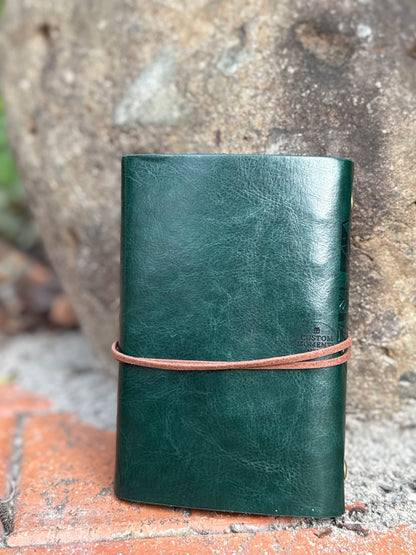 Vintage Leaf Embosses Faux Leather notebook with custom engraving