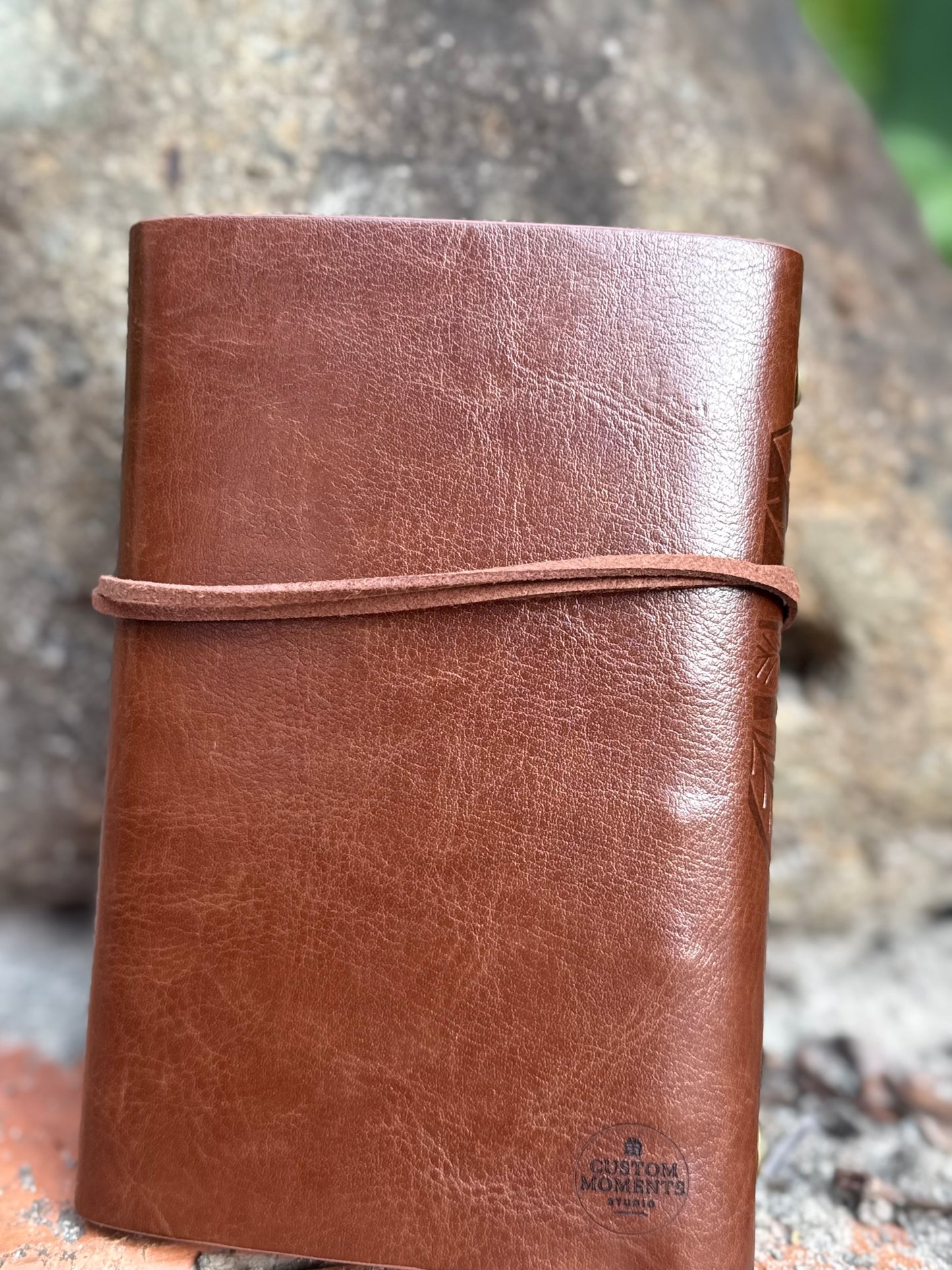 Vintage Leaf Embosses Faux Leather notebook with custom engraving