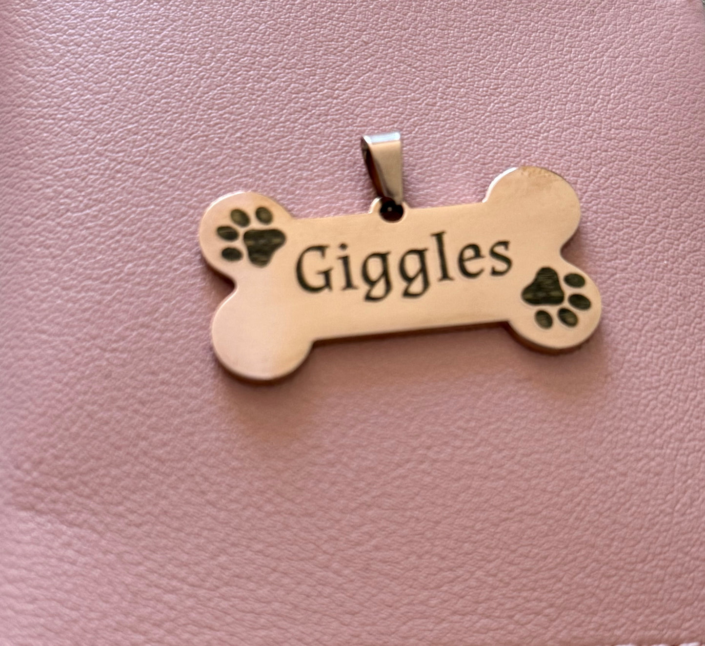 Mixed colour stainless steel pet tags engraved with your pet name +/- phone number