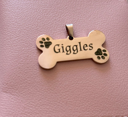 Mixed colour stainless steel pet tags engraved with your pet name +/- phone number