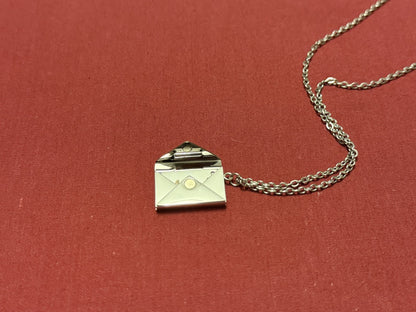 Stainless Steel Envelope Necklace with custom engraving