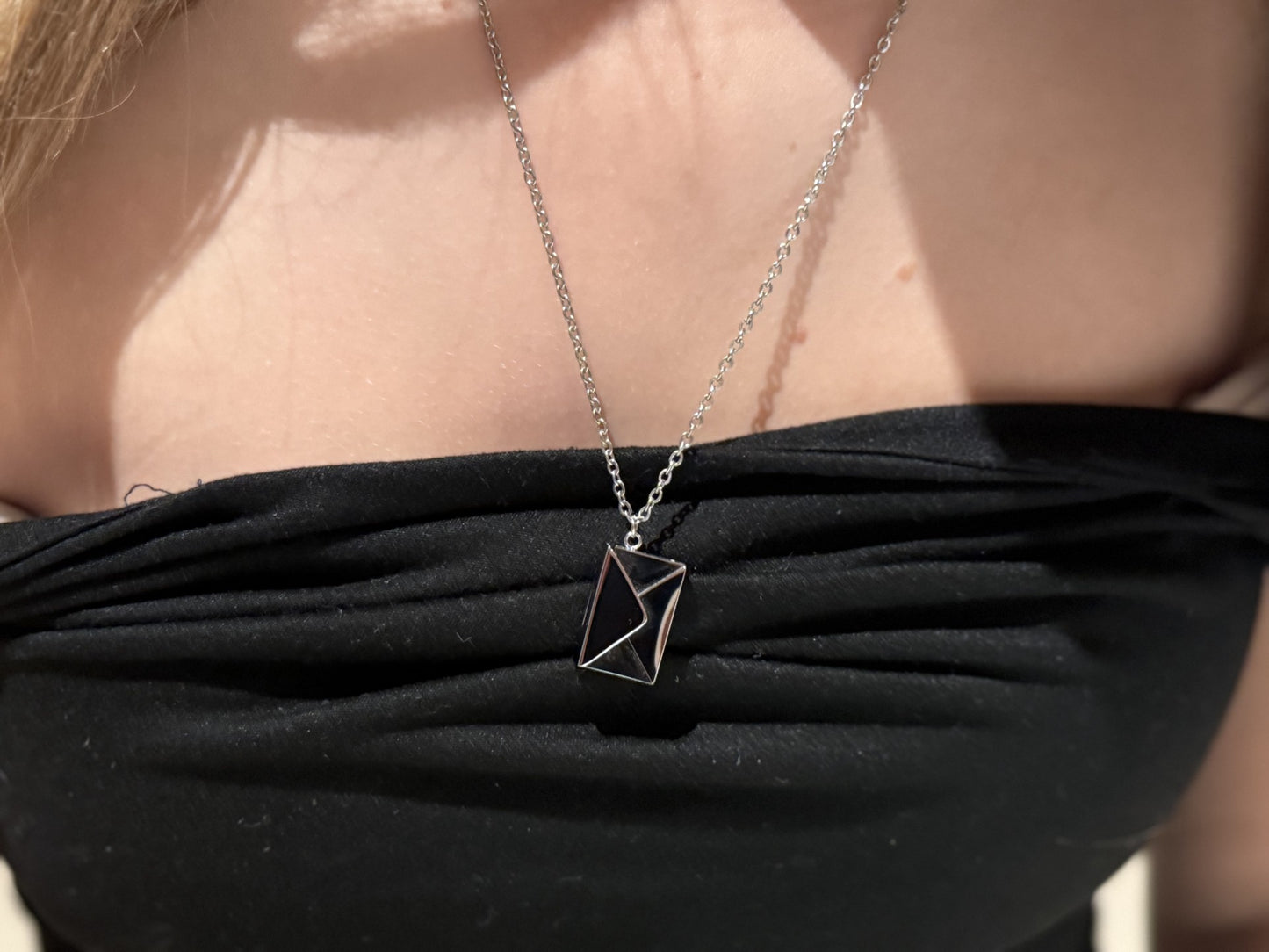 Stainless Steel Envelope Necklace with custom engraving