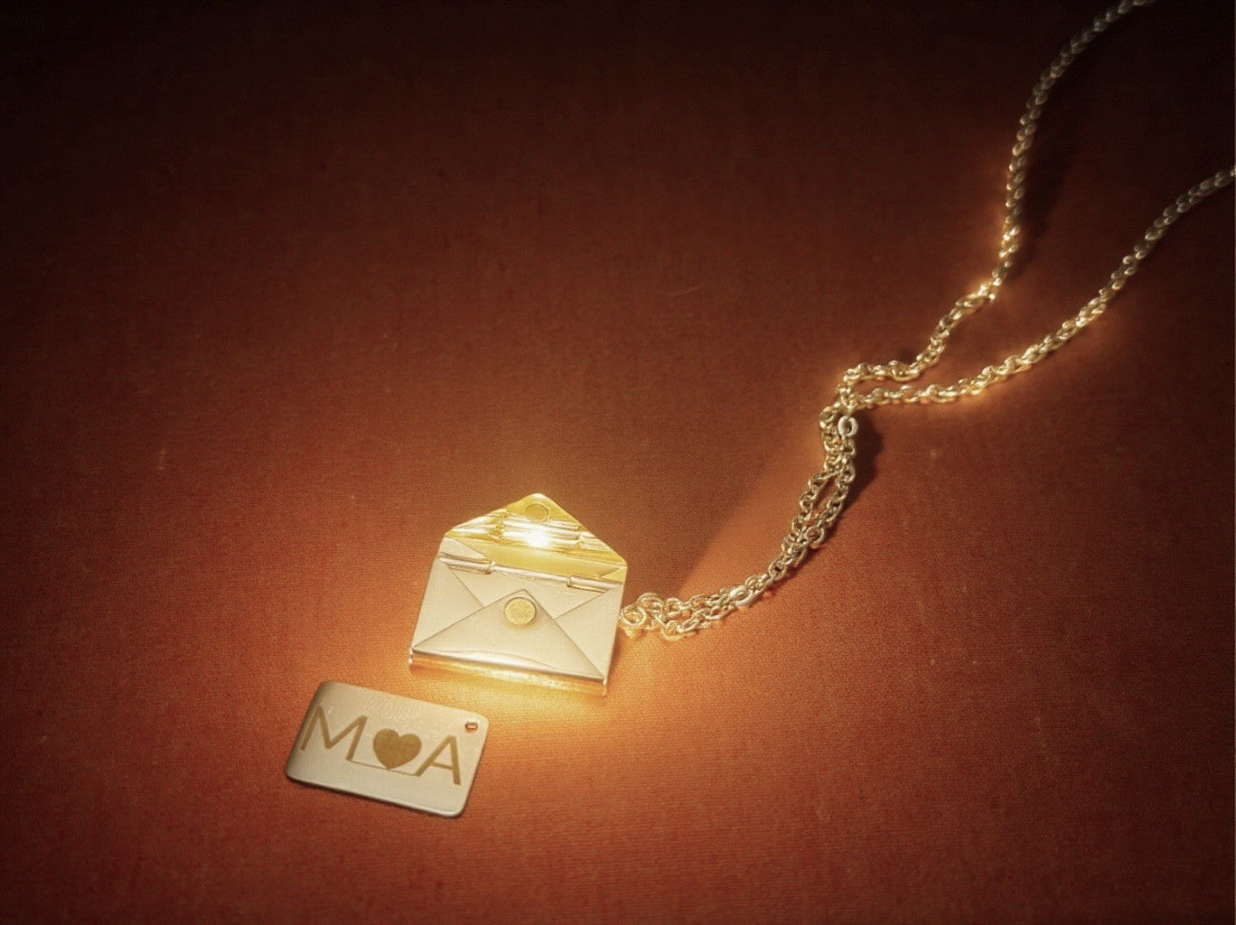Stainless Steel Envelope Necklace with custom engraving