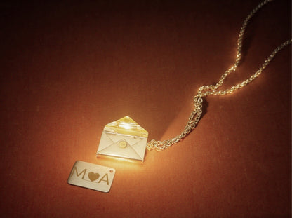 Stainless Steel Envelope Necklace with custom engraving