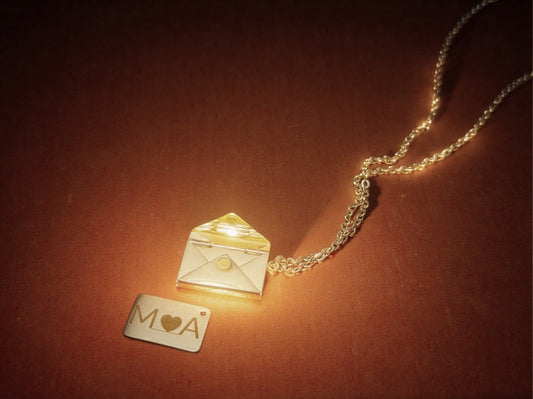Stainless Steel Envelope Necklace with custom engraving