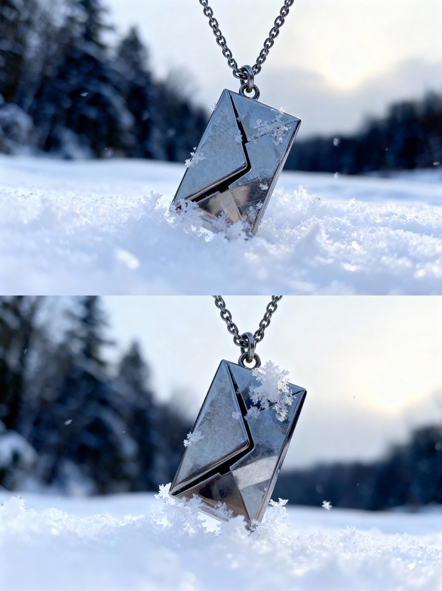 Stainless Steel Envelope Necklace with custom engraving